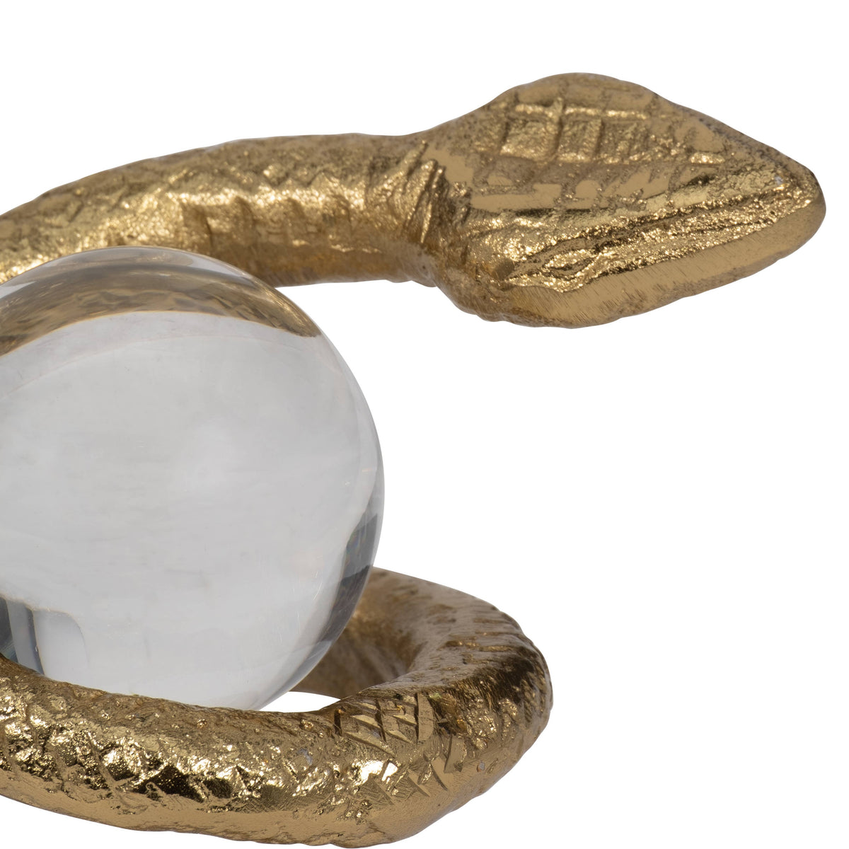 Metal Snake Coil with Acrylic Ball Figurine - Gold, 7 in.