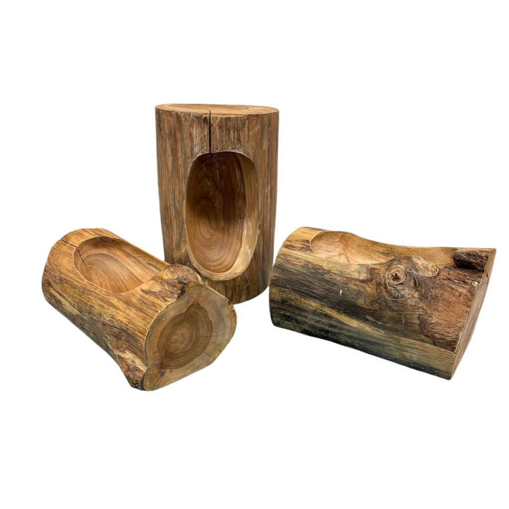 Wood Planter-Teakwood Log