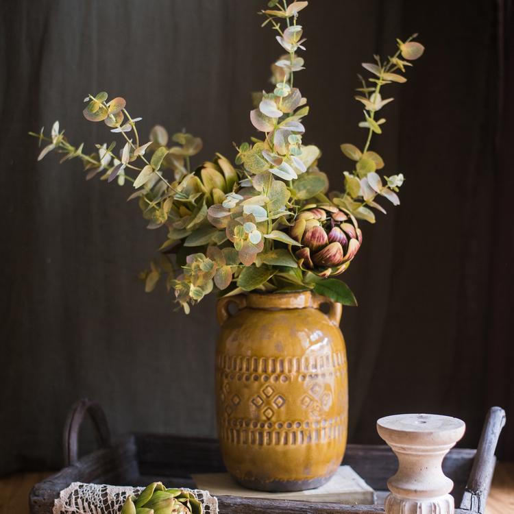 Faux Leaf Autumn Eucalyptus Artificial Stem