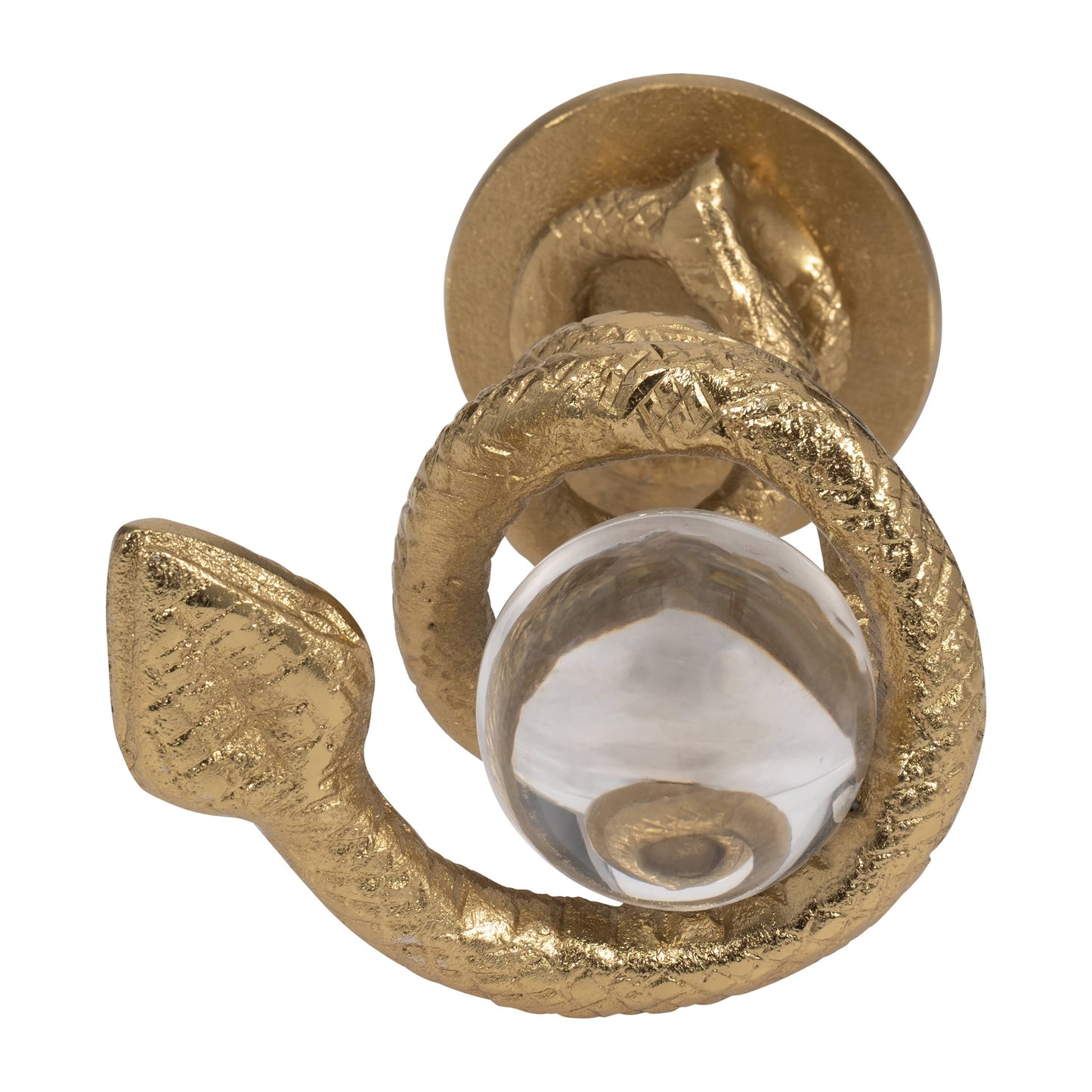 Metal Snake Coil with Acrylic Ball Figurine - Gold, 7 in.