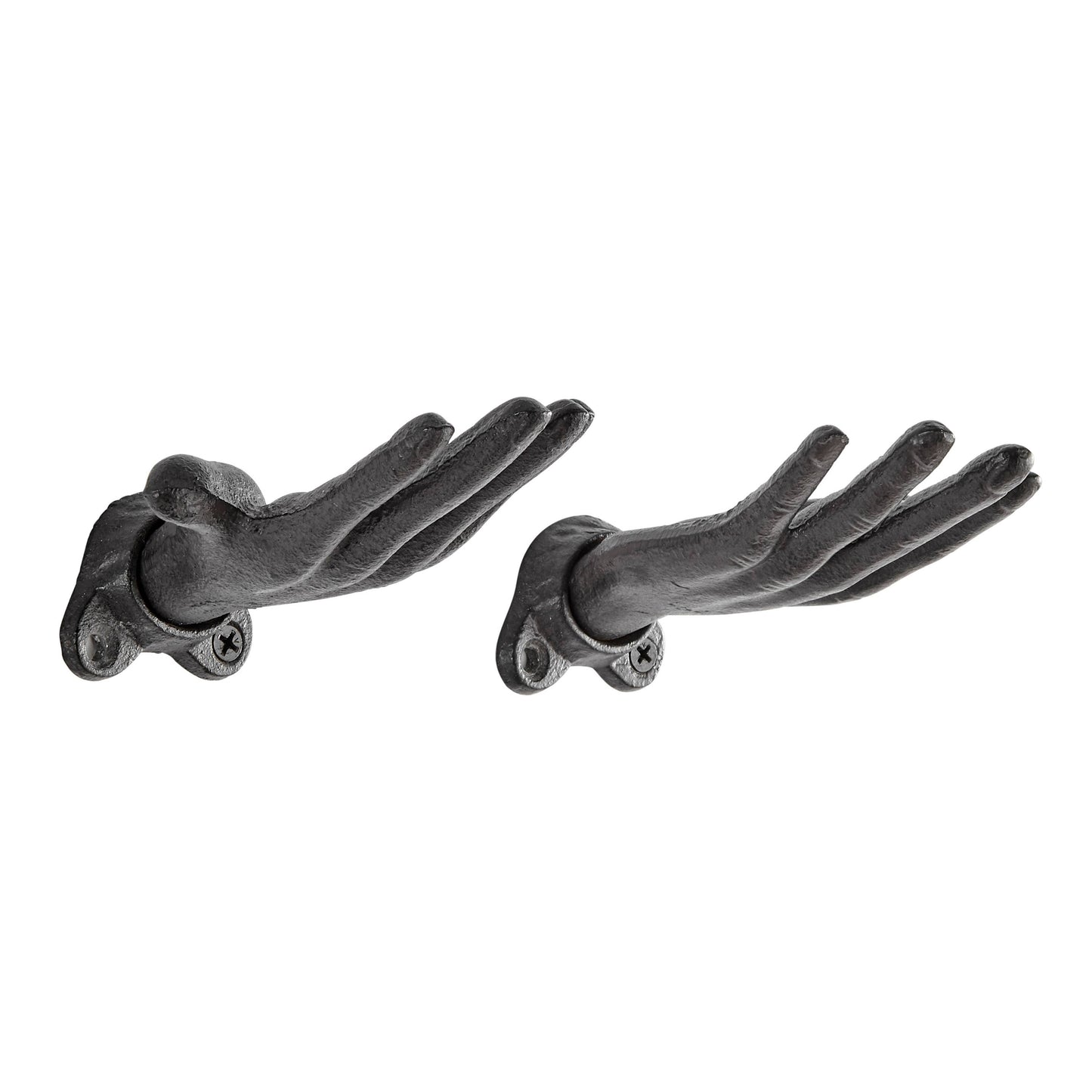 "Palms Up" Dark Brown Cast Iron Wall Hook Set of 2