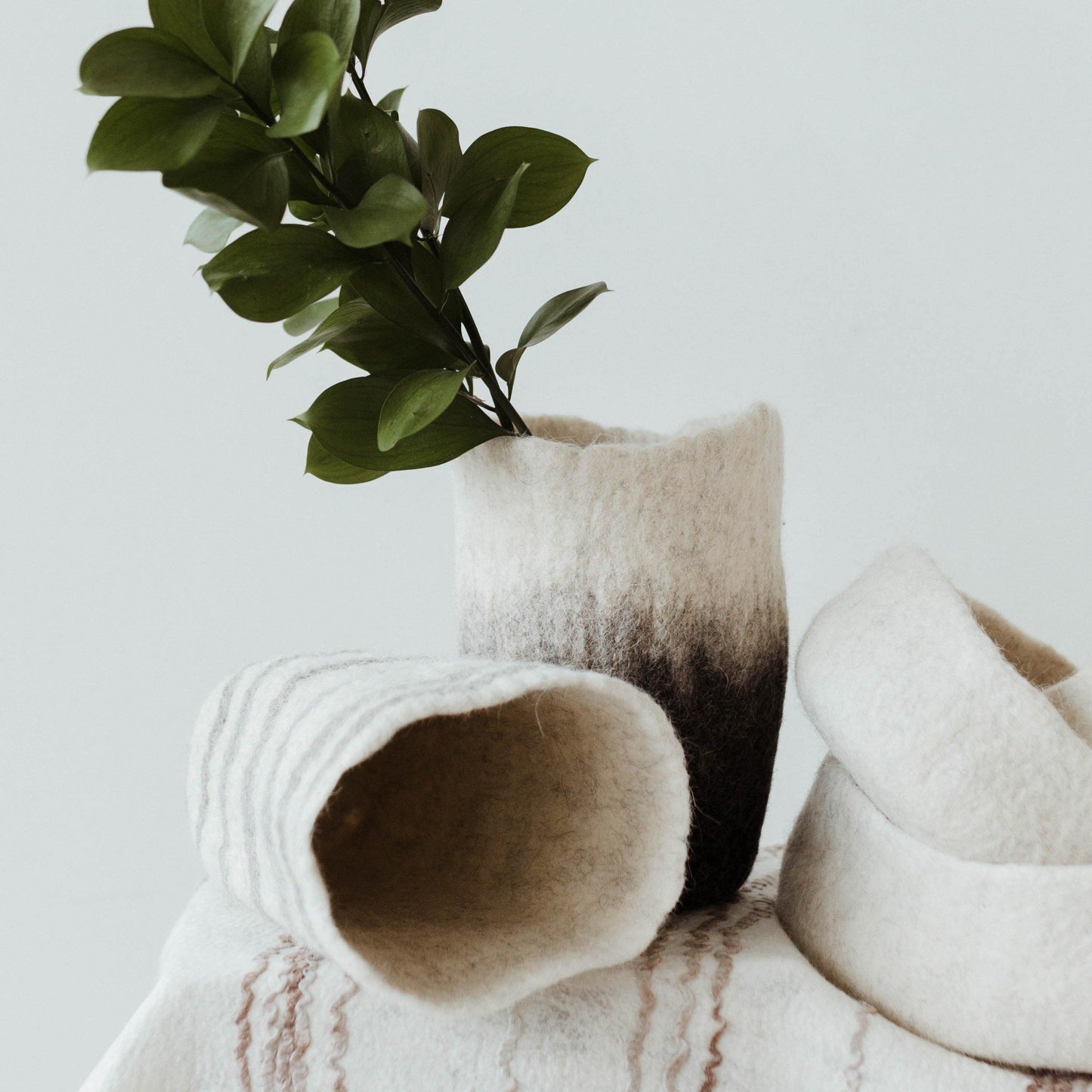 Hand-Felted Woven Wool Table Vase