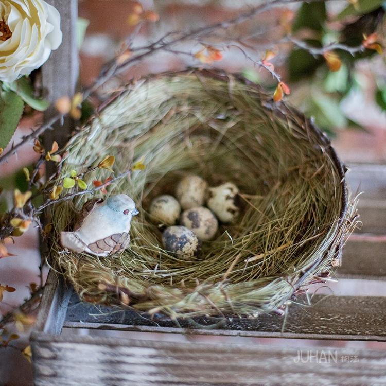 Handmade Grass Willow Bird's Nest Ornament Set of 3