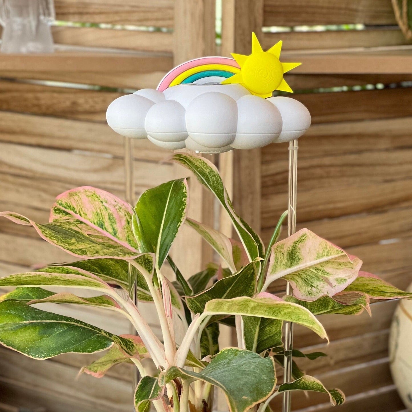 Original Dripping Rain Cloud with Sun and Pastel Rainbow Charms