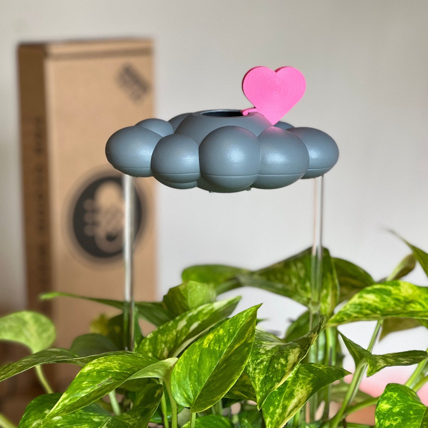Stormy Dripping Rain Cloud with Pink Heart Charm
