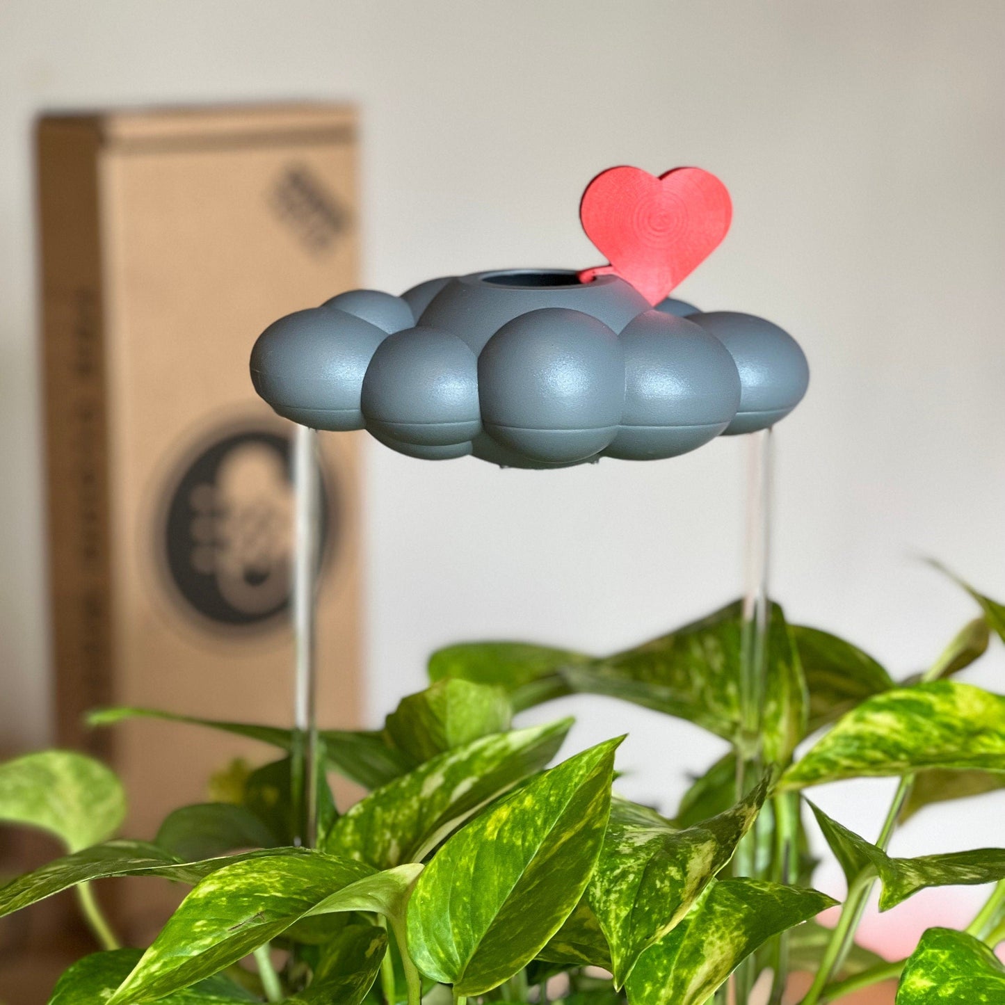 Stormy Dripping Rain Cloud with Red Heart Charm