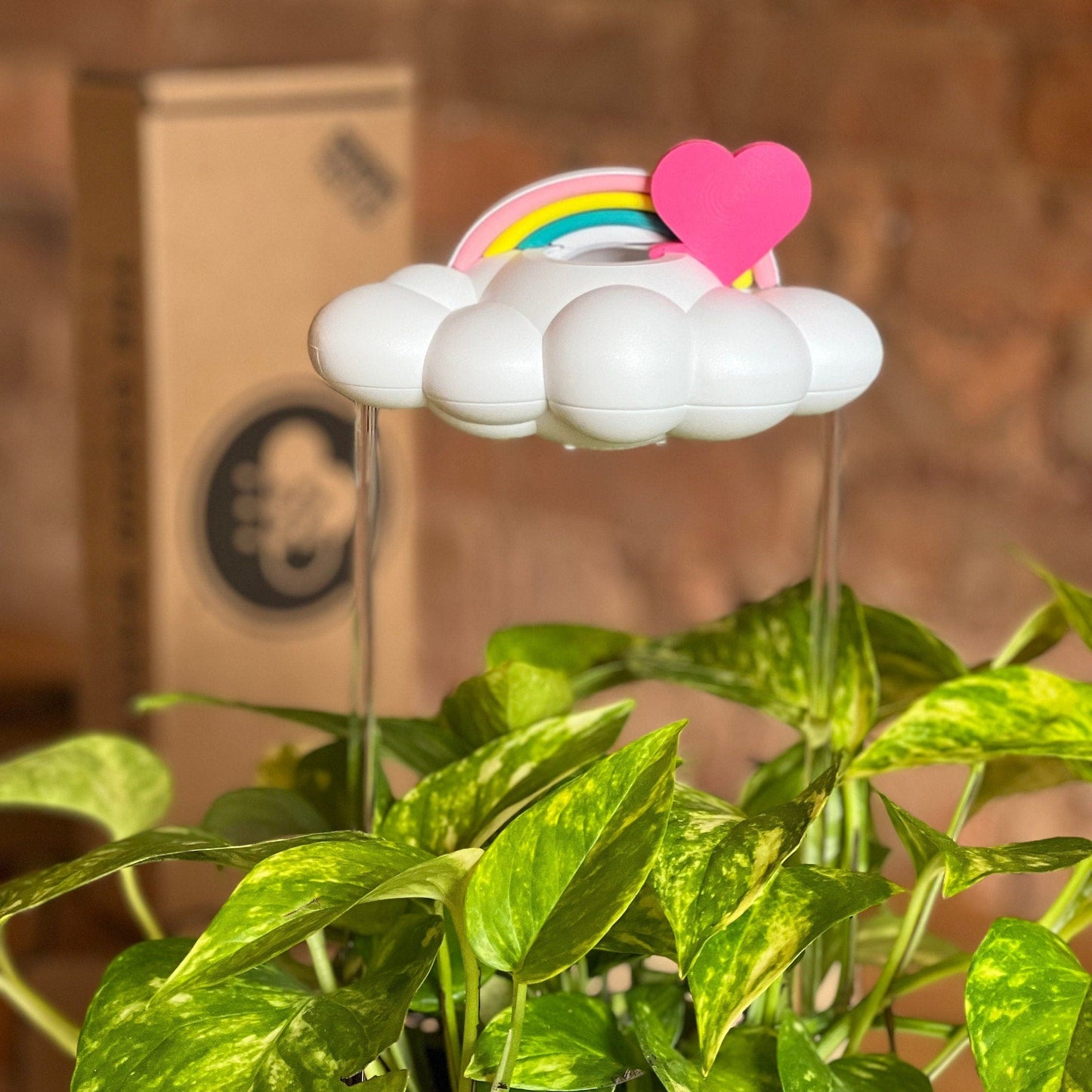 Original Dripping Rain Cloud with Pink Heart and Pastel Rainbow Charms