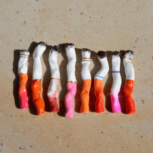 LONG VANITY CERAMIC CIGARETTES - SET OF EIGHT