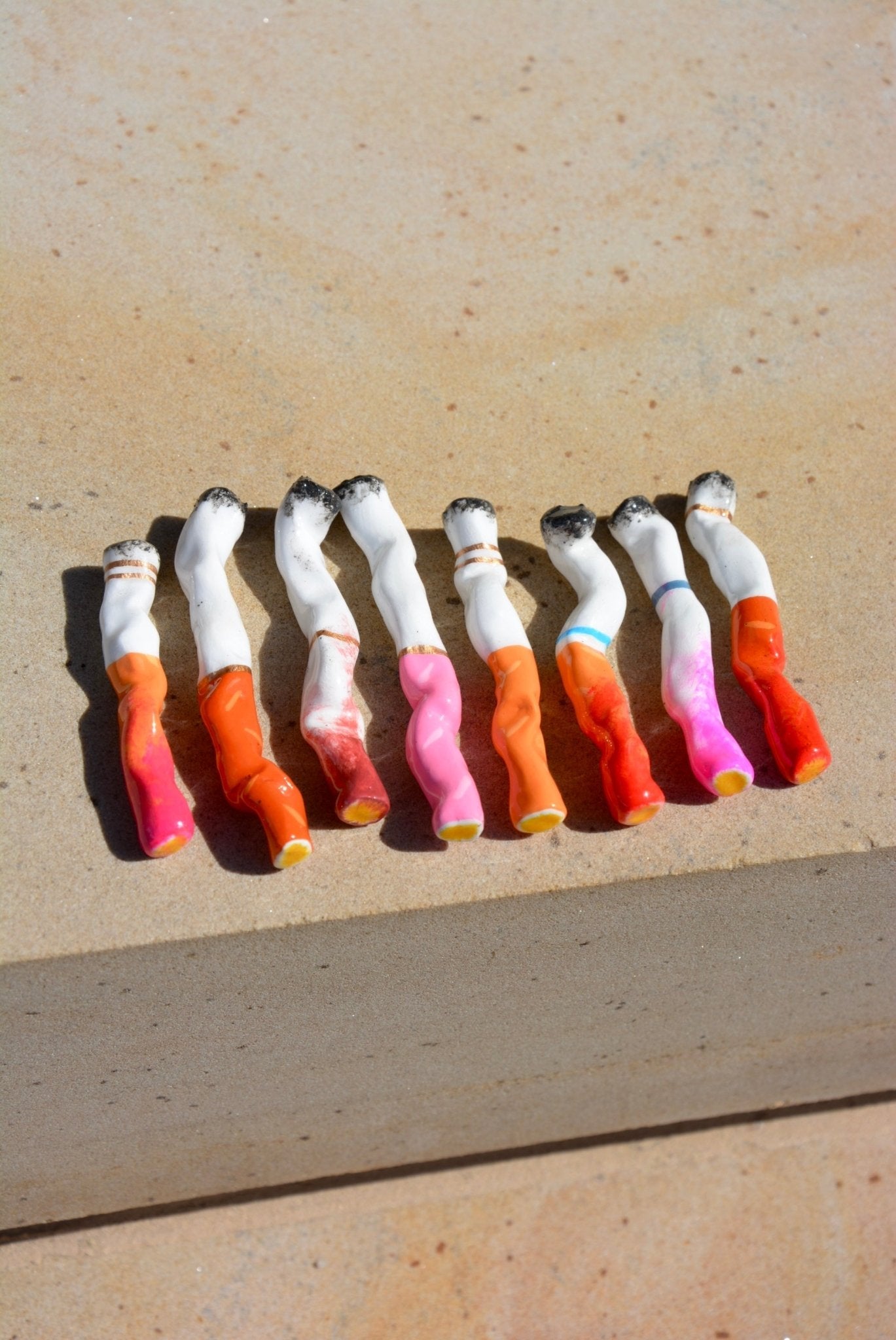 LONG VANITY CERAMIC CIGARETTES - SET OF EIGHT