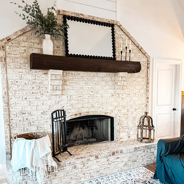 Black Beaded Carved Wood Wall Mirror