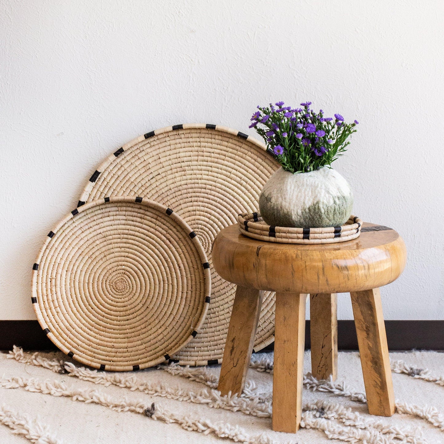Nelisiwe Ilala Palm and Black Nesting Tray