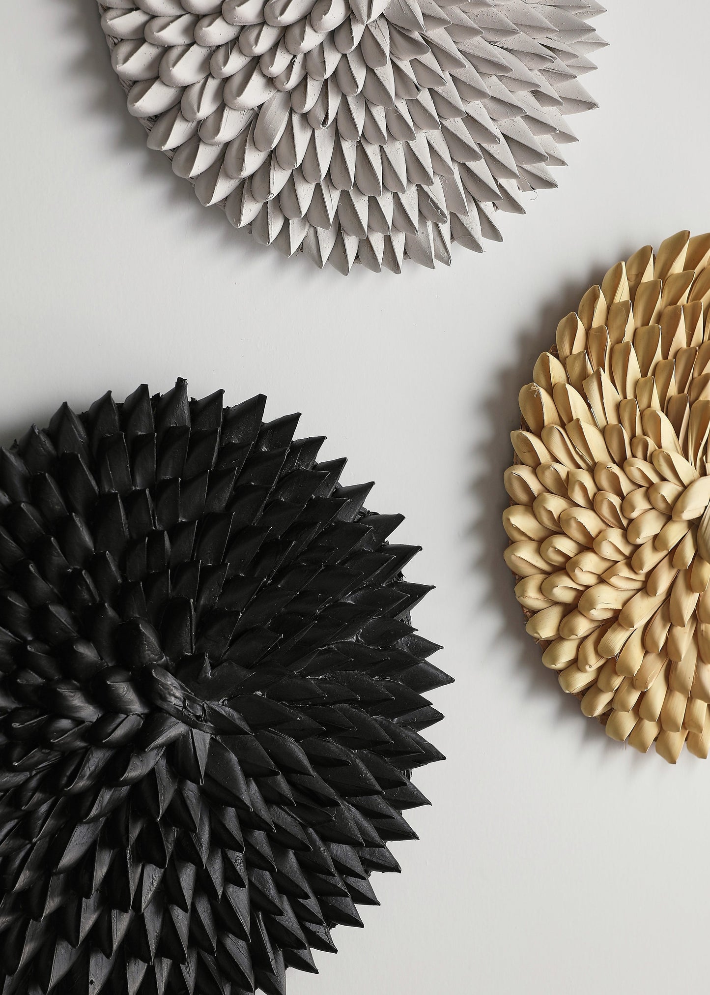 Porcupine African Textured Woven Wall Art in Black, White or Natural