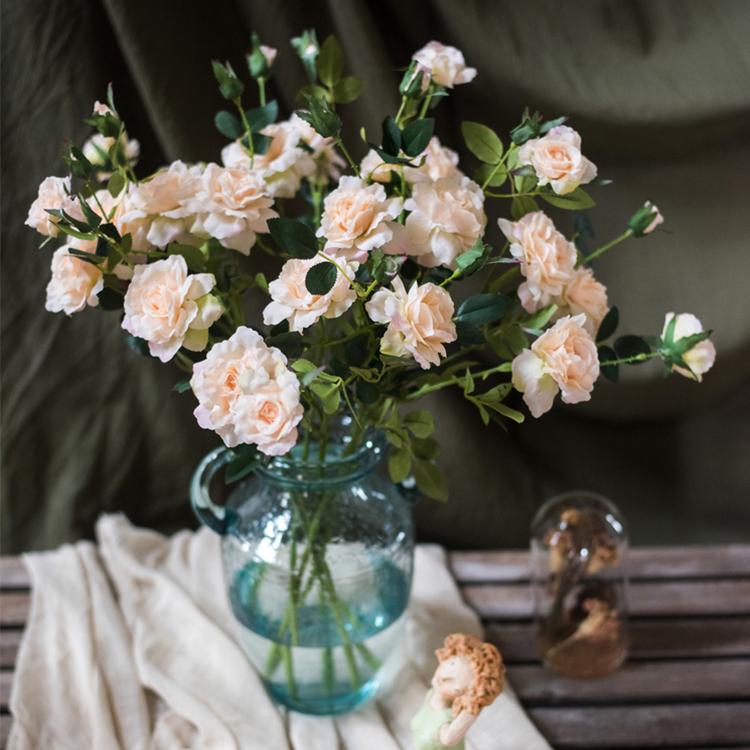 Artificial Faux Real Touch Blooming Rose Stem 25" Tall Silk