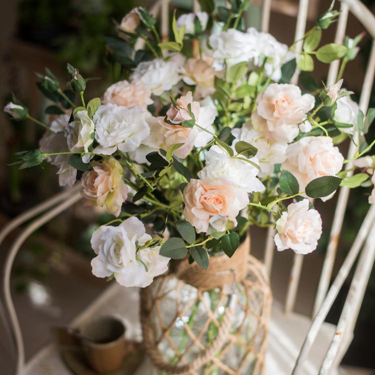 Artificial Faux Real Touch Blooming Rose Stem 25" Tall Silk