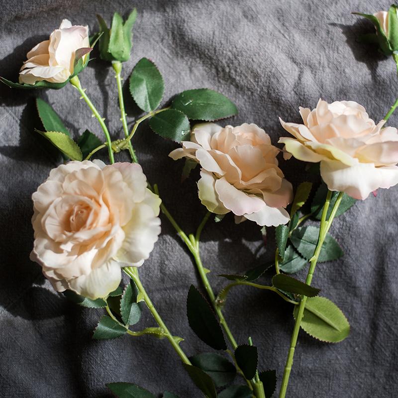 Artificial Faux Real Touch Blooming Rose Stem 25" Tall Silk