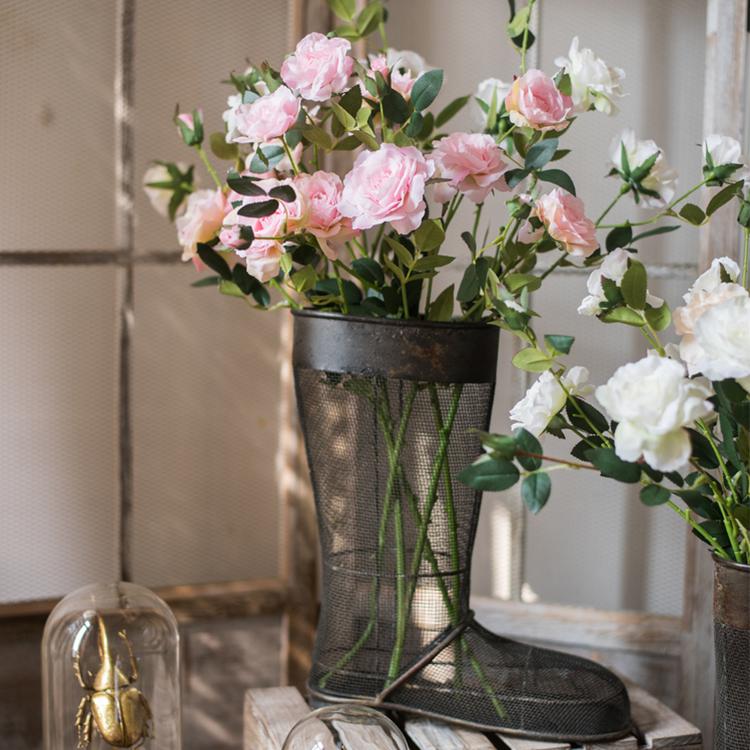 Faux Silk Real Touch Blooming Rose Stem in Pink 25" Tall