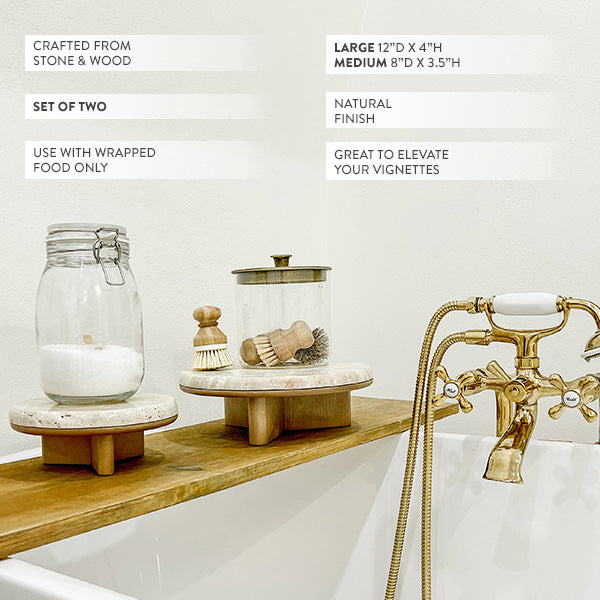 Stone Top Wood Round Decorative Risers, Set of Two