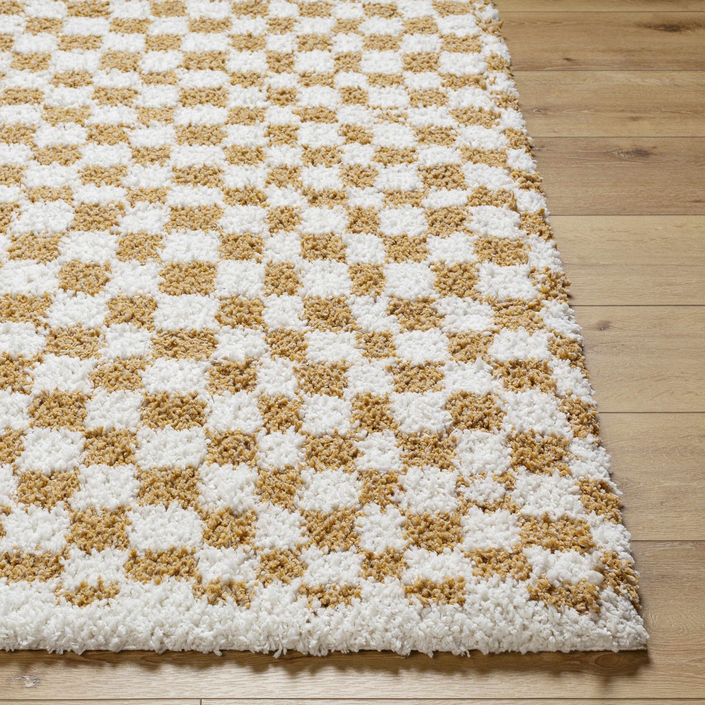 Kieu Mustard & Ivory Checkered Area Rug