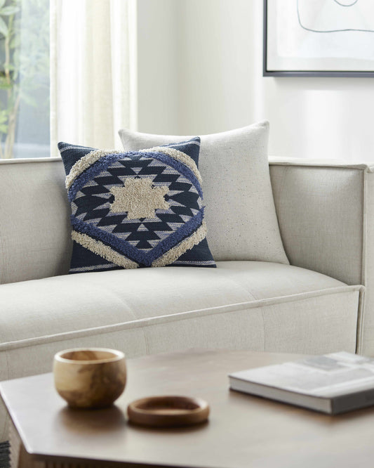 Shepardsville Navy Kilim Pattern Throw Pillow