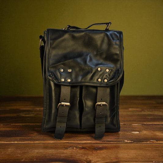 Bovine Leather Medium Satchel Bag - Black