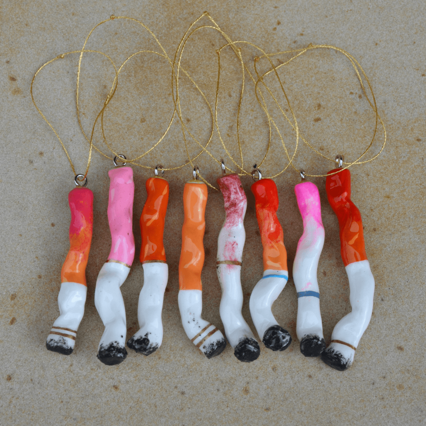 VANITY CERAMIC CIGARETTE ORNAMENTS - SET OF EIGHT