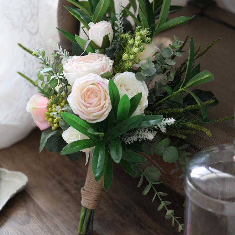 Wedding Bouquet Pink White Flowers Bridal Bouquet 19.7" Tall