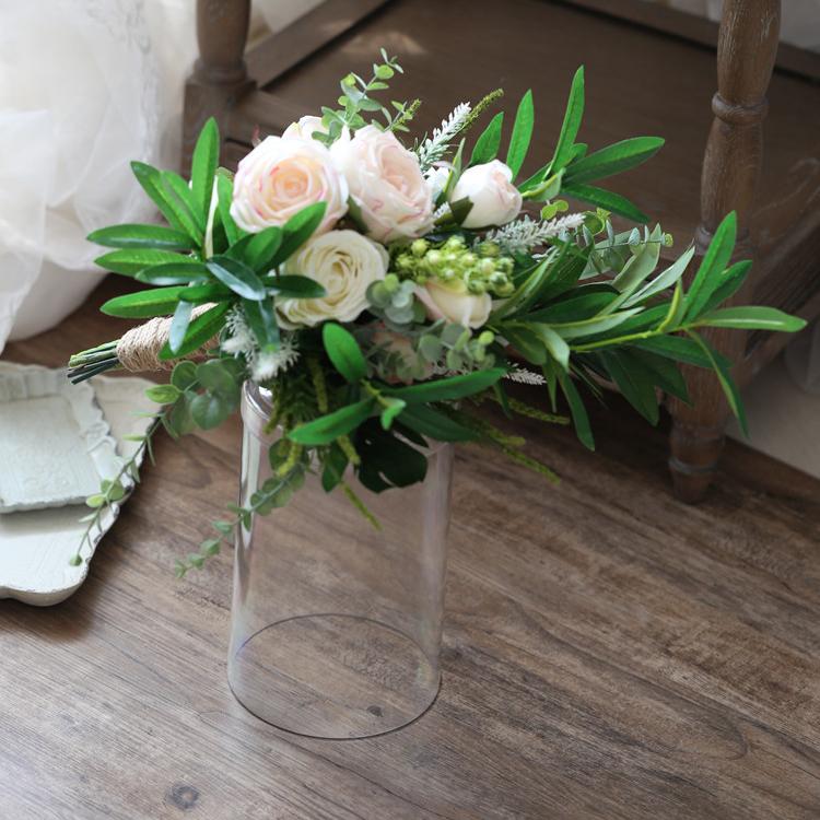 Wedding Bouquet Pink White Flowers Bridal Bouquet 19.7" Tall