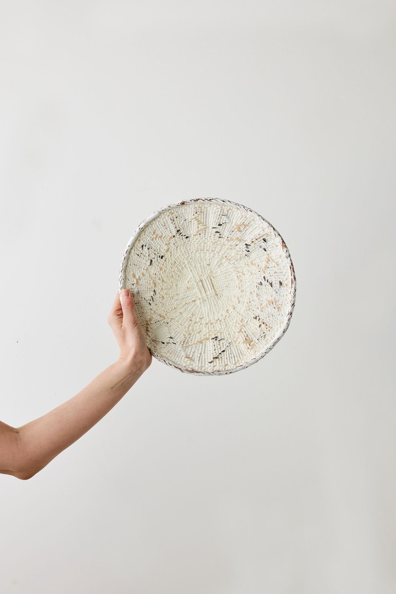 White Washed Handwoven Wall Basket
